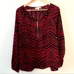 Michael Kors Top Red & Navy Zipper Size 10